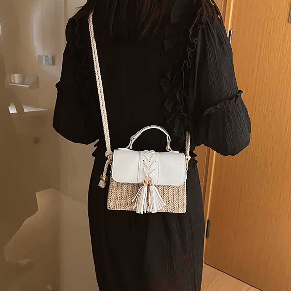 Women Colourblocked Textured Structured Satchel Bag