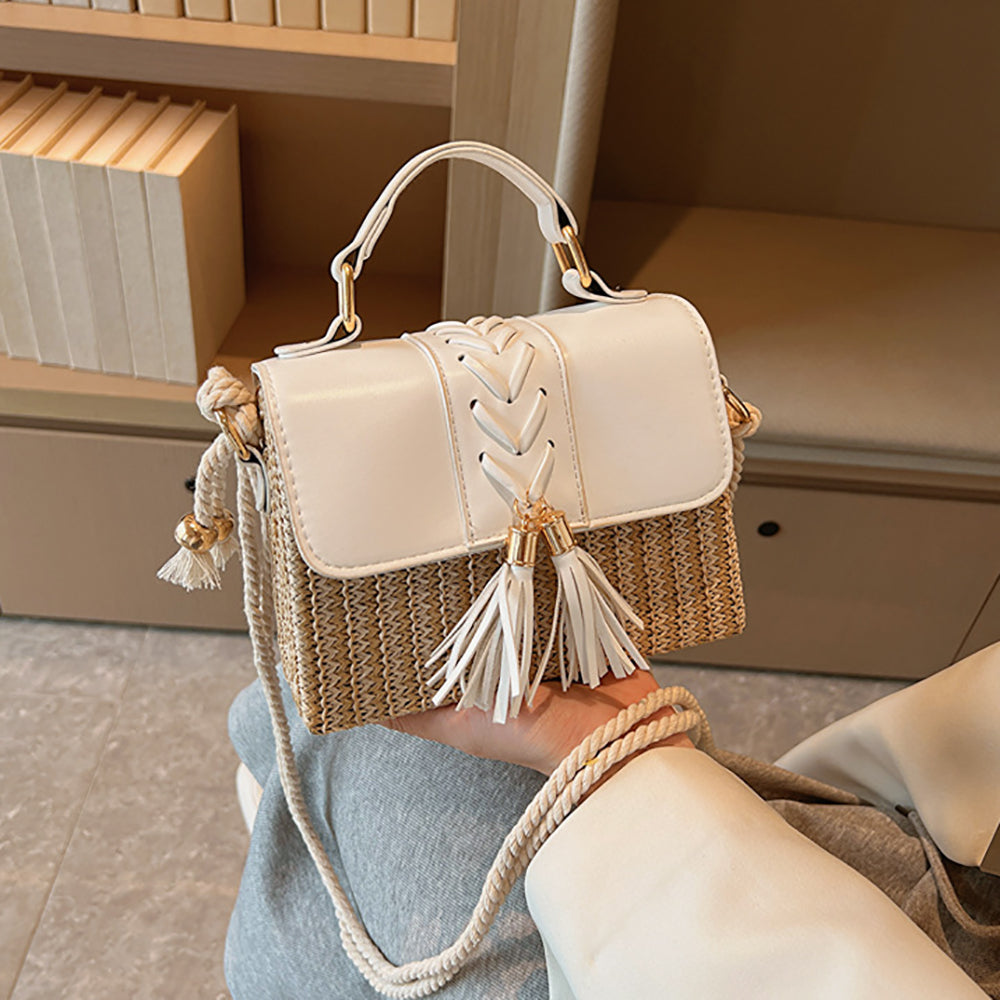 Women Colourblocked Textured Structured Satchel Bag
