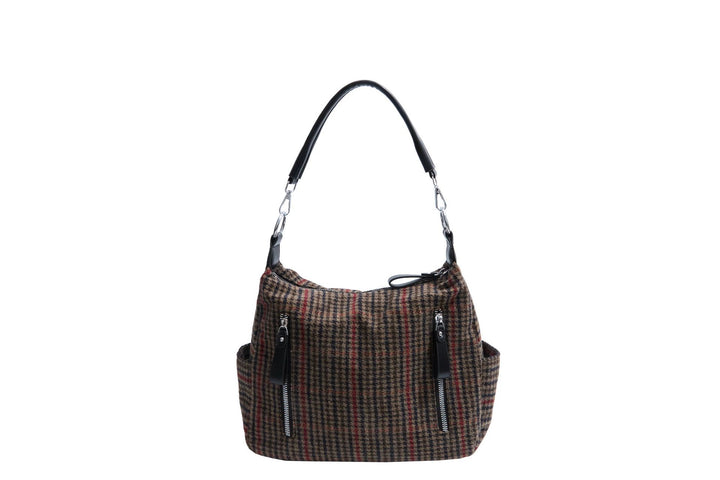 Checked Bucket Shoulder Bag