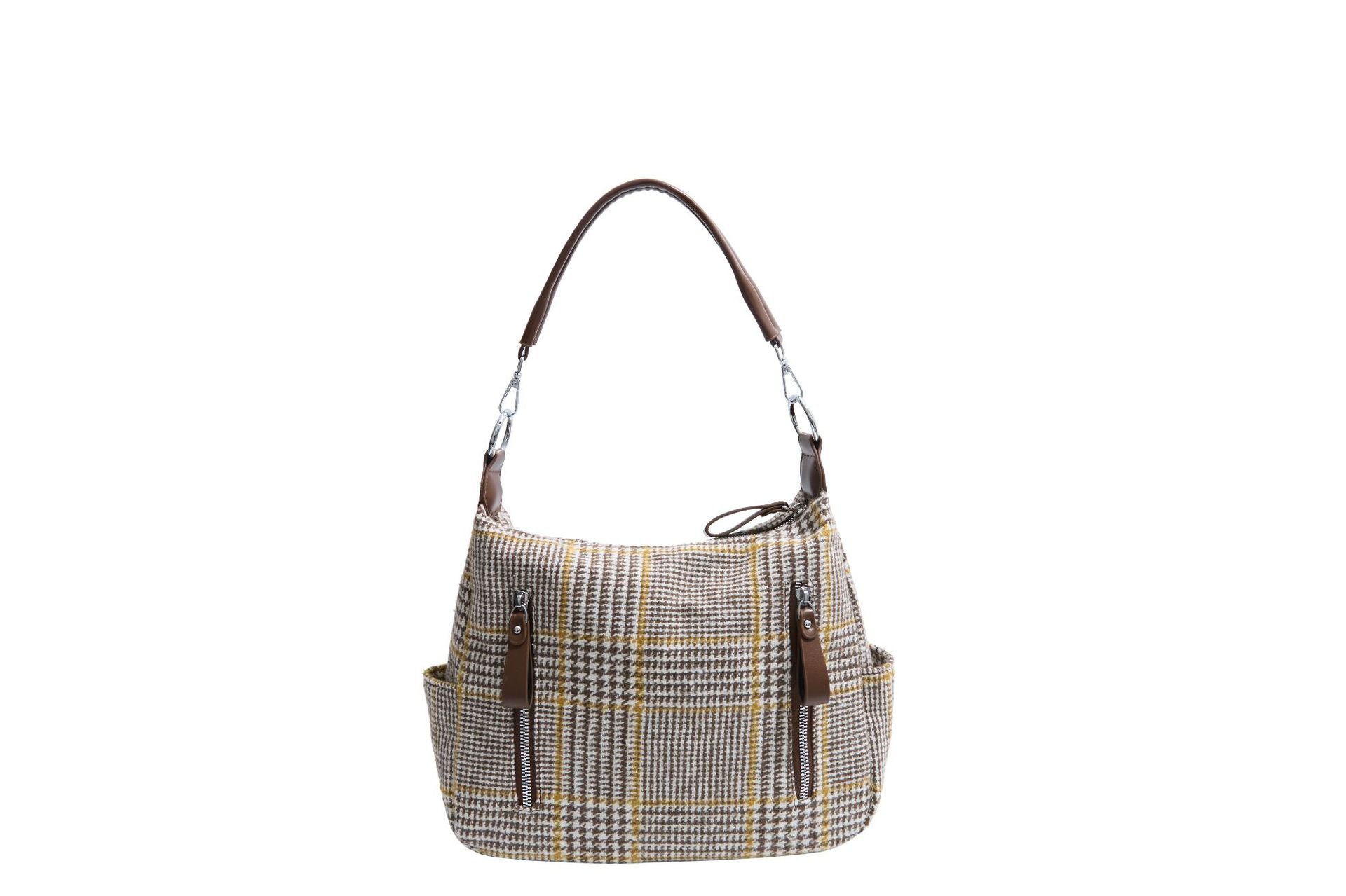 Checked Bucket Shoulder Bag