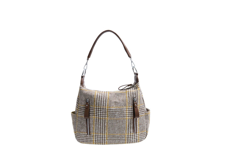 Checked Bucket Shoulder Bag