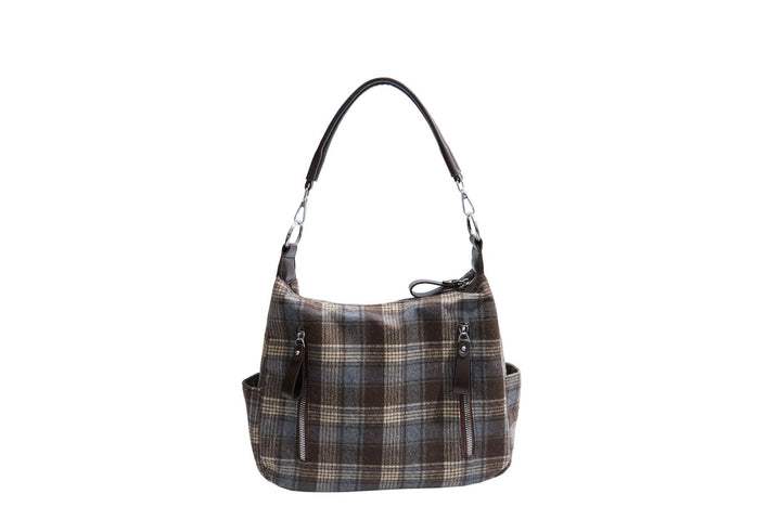Checked Bucket Shoulder Bag