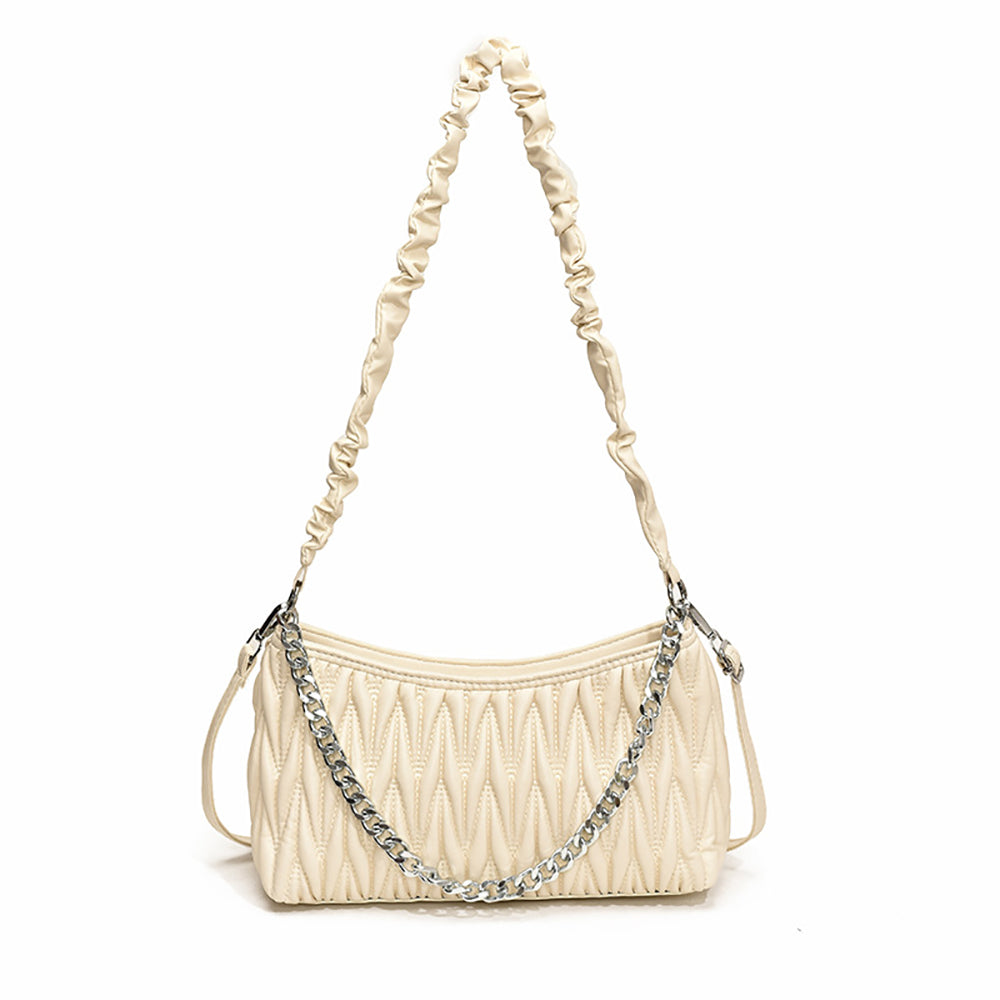 Women Self Design Half Moon Sling Bag