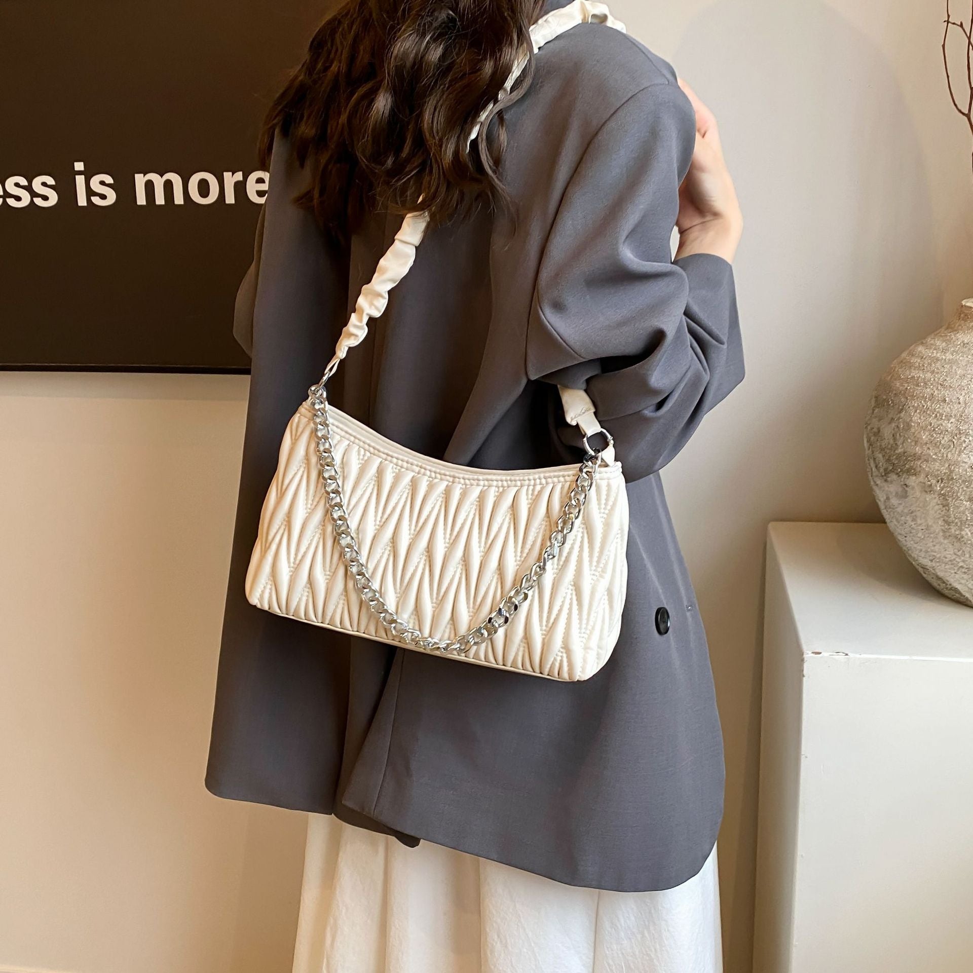 Women Self Design Half Moon Sling Bag