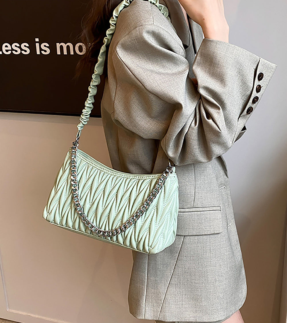 Women Self Design Half Moon Sling Bag