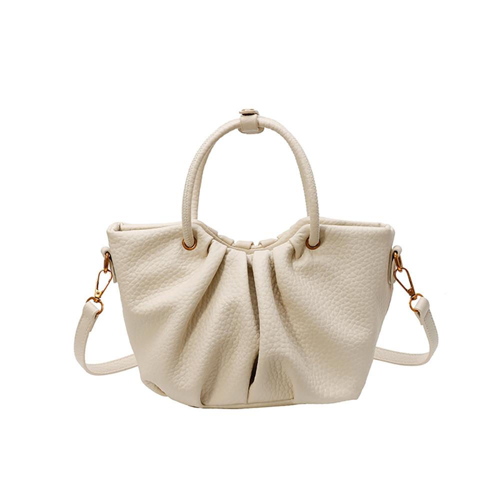 White Solid Two Handles Handheld Bag