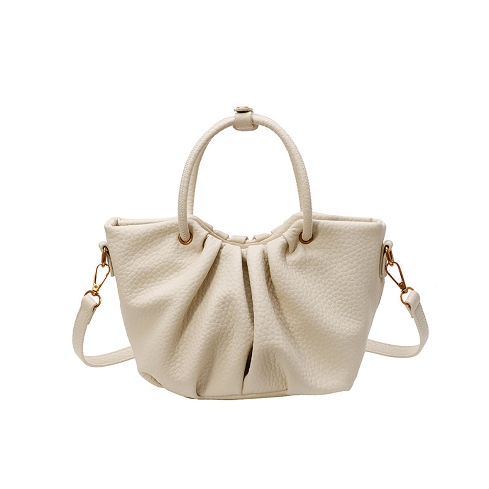 White Solid Two Handles Handheld Bag