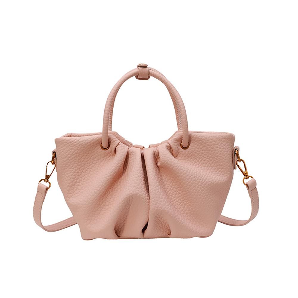 Pink Solid Two Handles Handheld Bag