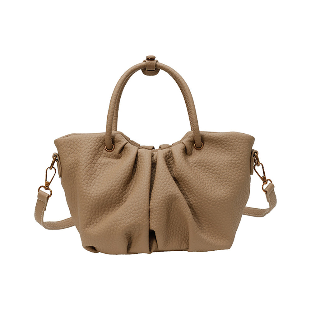 Khaki Solid Two Handles Handheld Bag