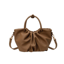 Brown Solid Two Handles Handheld Bag