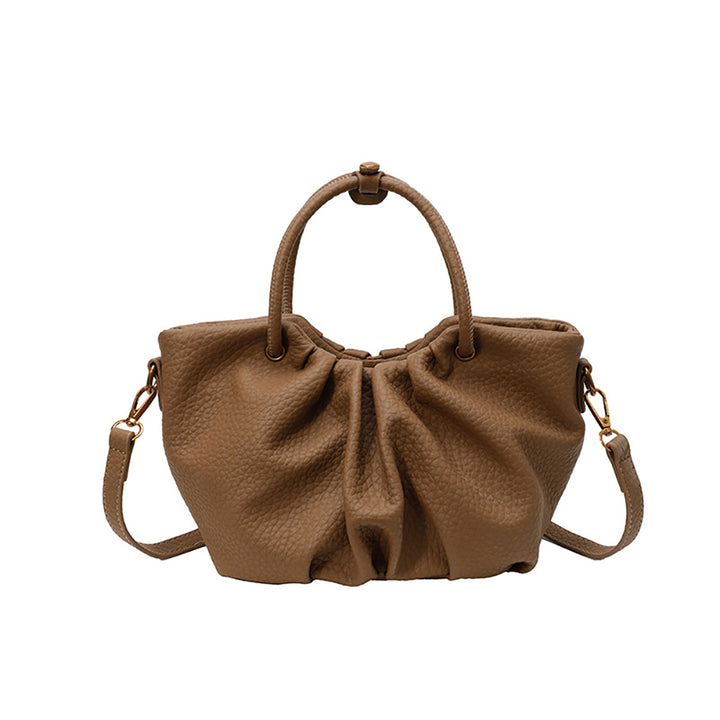 Brown Solid Two Handles Handheld Bag