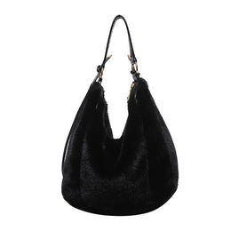 Black Solid One Handle Hobo Bag