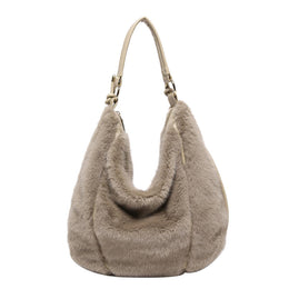 Khaki Solid One Handle Hobo Bag