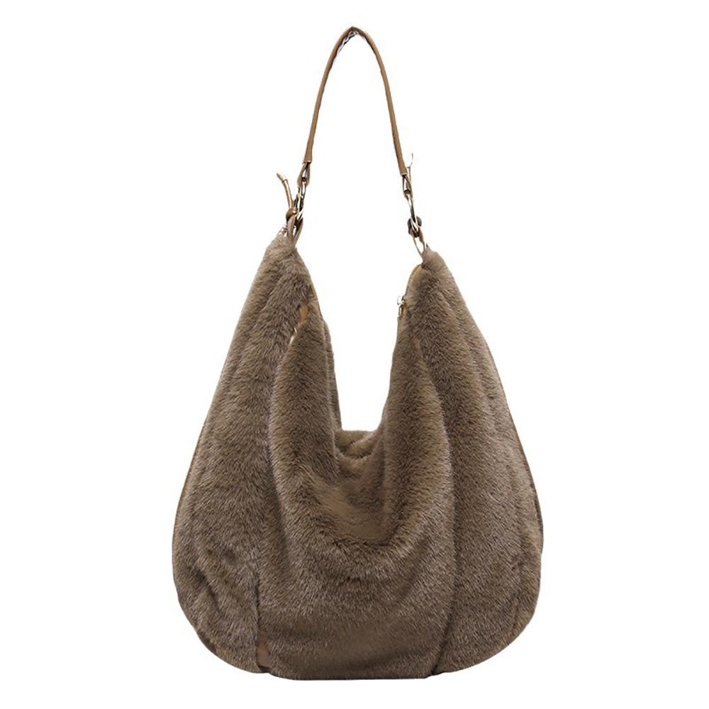Coffee Solid One Handle Hobo Bag