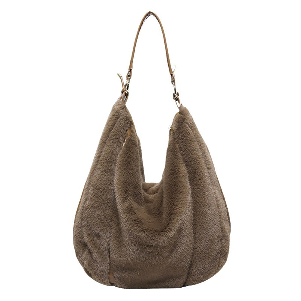 Coffee Solid One Handle Hobo Bag