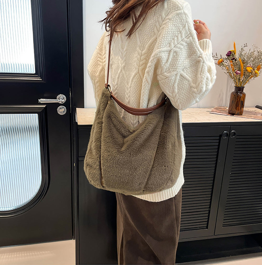 Coffee Solid One Handle Hobo Bag