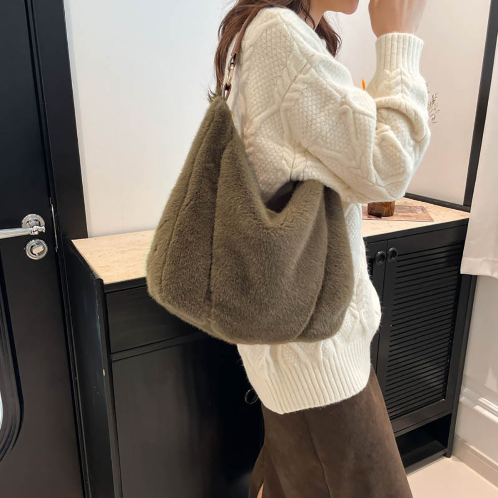 Coffee Solid One Handle Hobo Bag