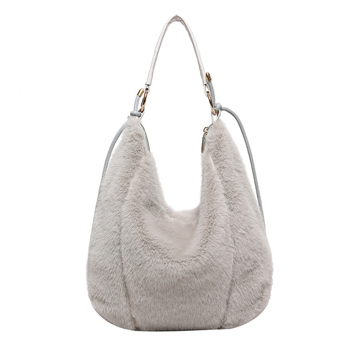 Grey Solid One Handle Hobo Bag