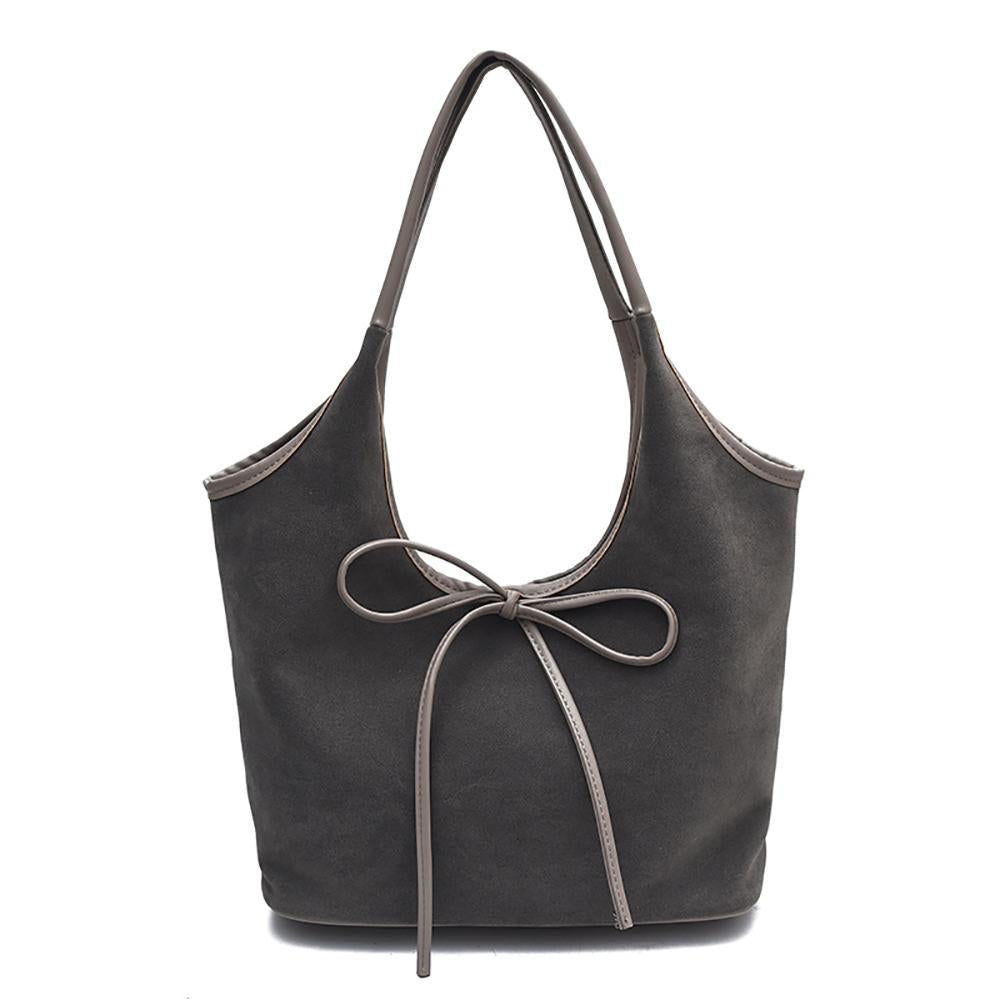 Grey Solid One Handle Shoulder Bag