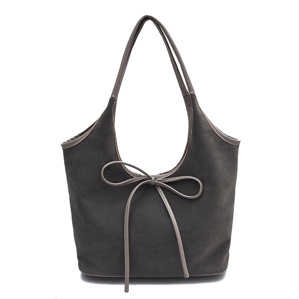 Grey Solid One Handle Shoulder Bag