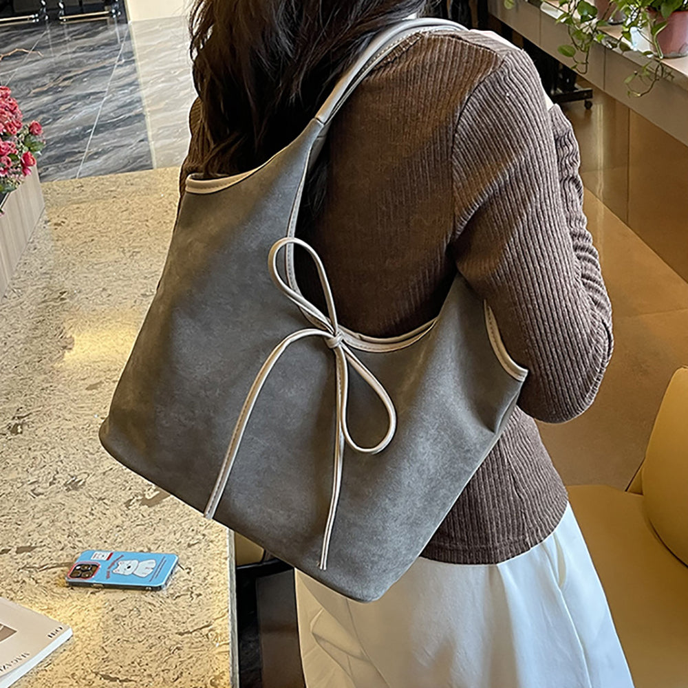 Grey Solid One Handle Shoulder Bag