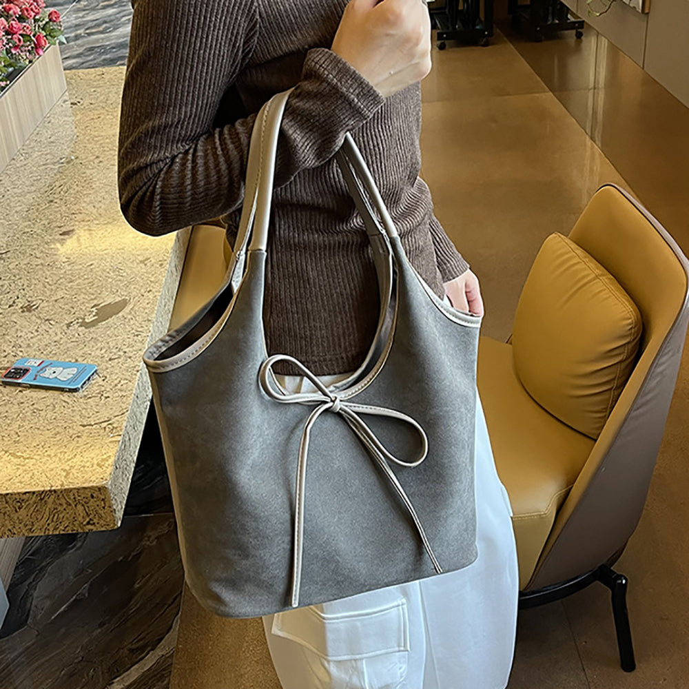 Grey Solid One Handle Shoulder Bag