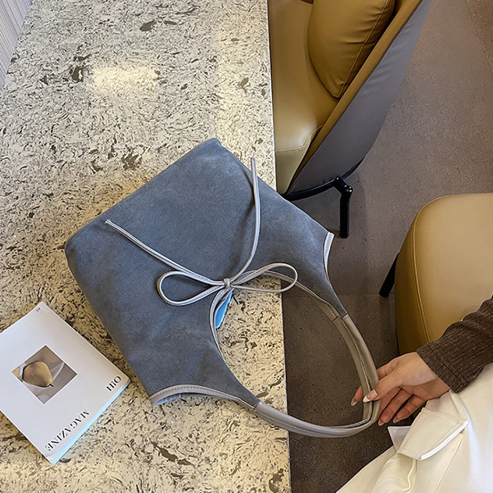 Grey Solid One Handle Shoulder Bag