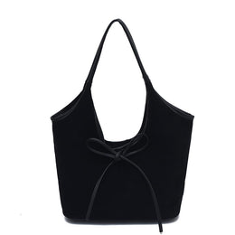 Black Solid One Handle Shoulder Bag