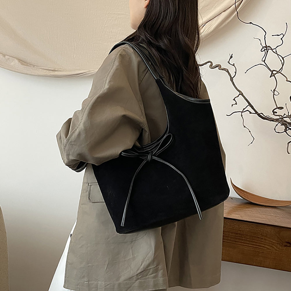 Black Solid One Handle Shoulder Bag