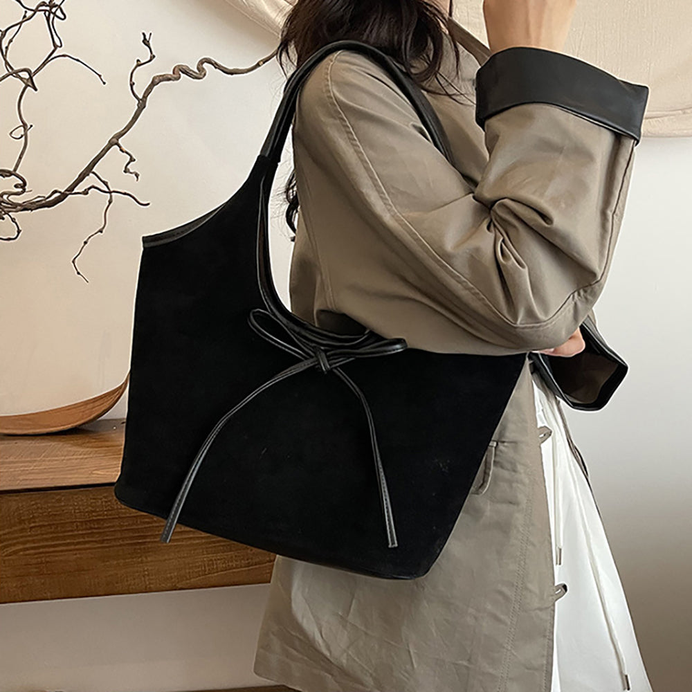 Black Solid One Handle Shoulder Bag