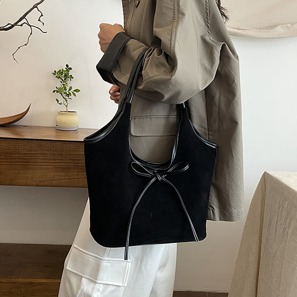 Black Solid One Handle Shoulder Bag