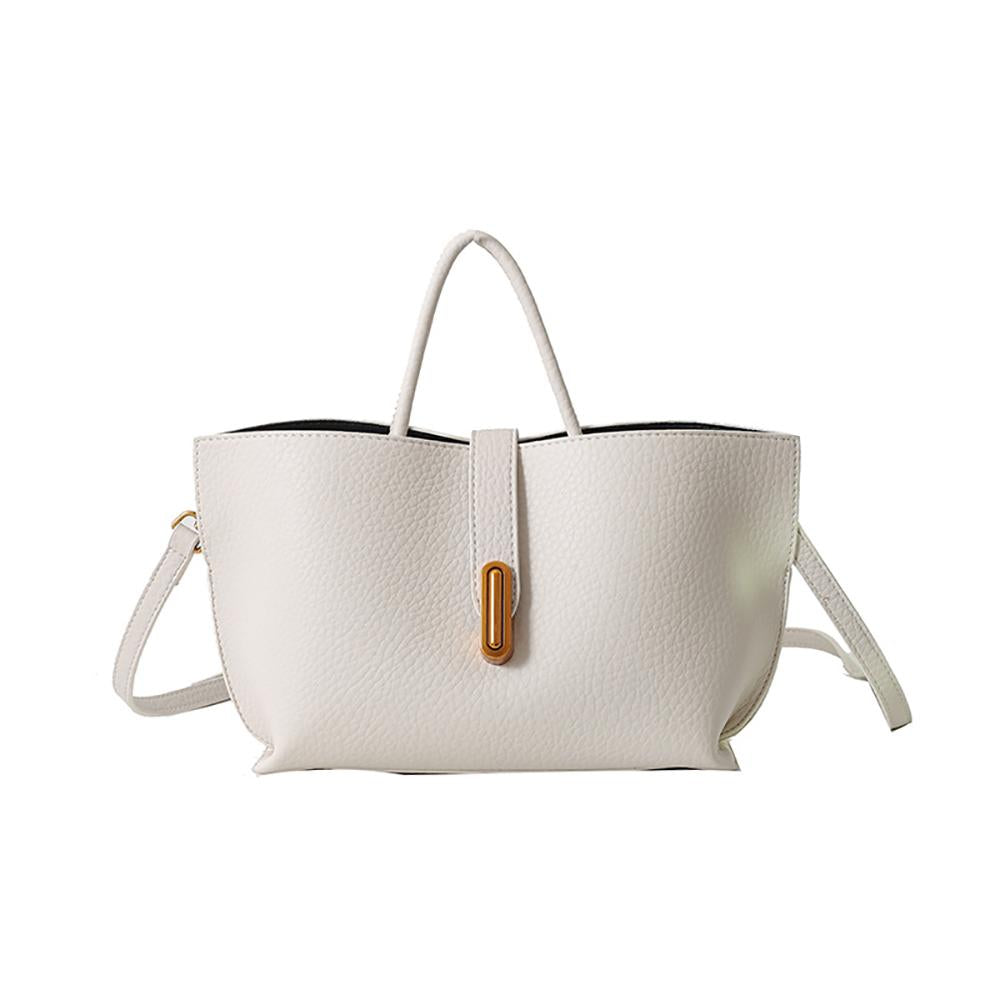 Off White Solid One Handle Sling Bag