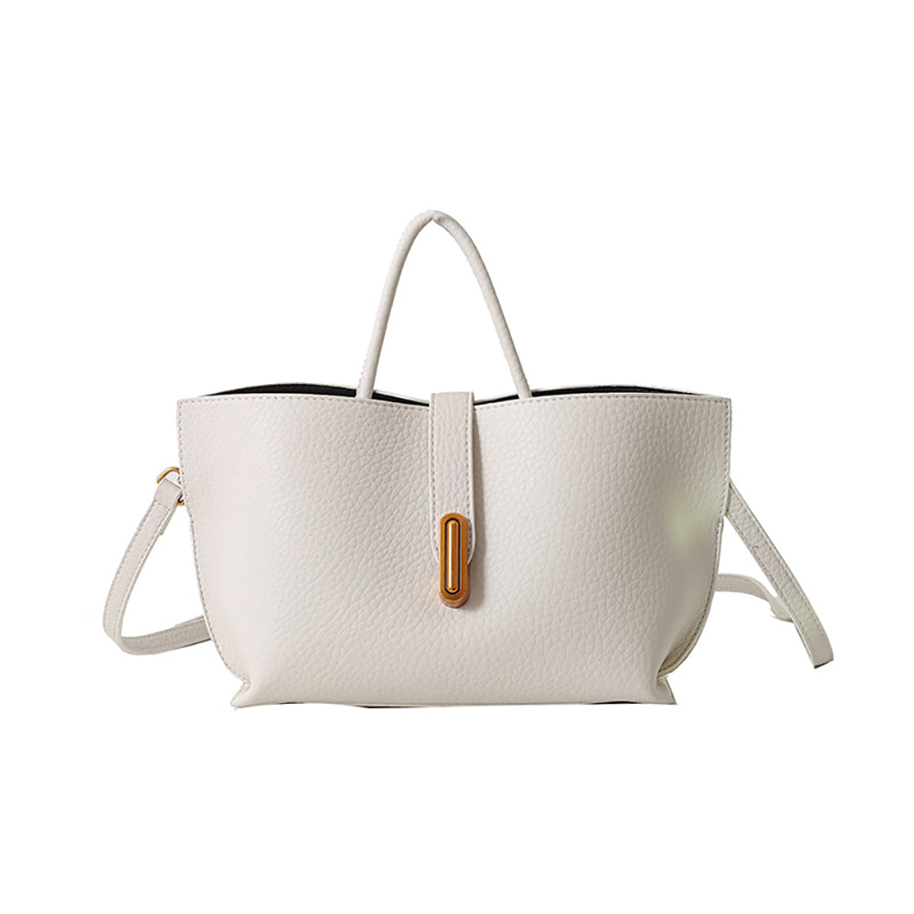 Off White Solid One Handle Sling Bag