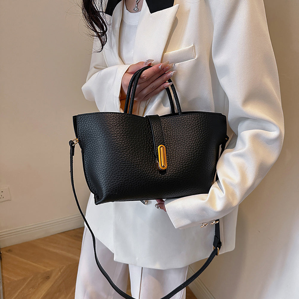 Black Solid One Handle Sling Bag
