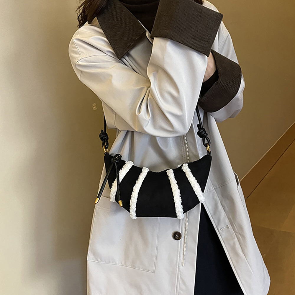 Black Colourblocked One Handle Sling Bag