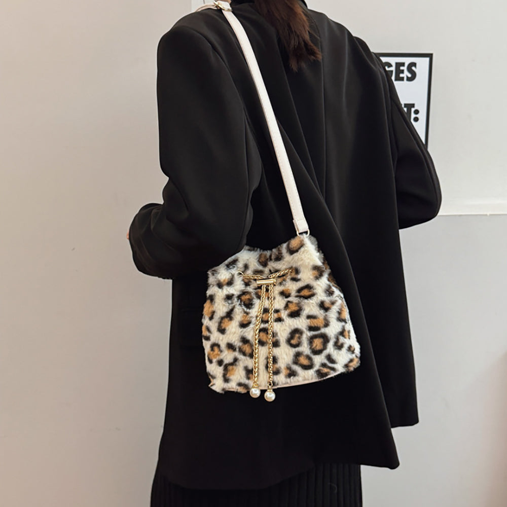 Beige Printed Two Handles Shoulder Bag
