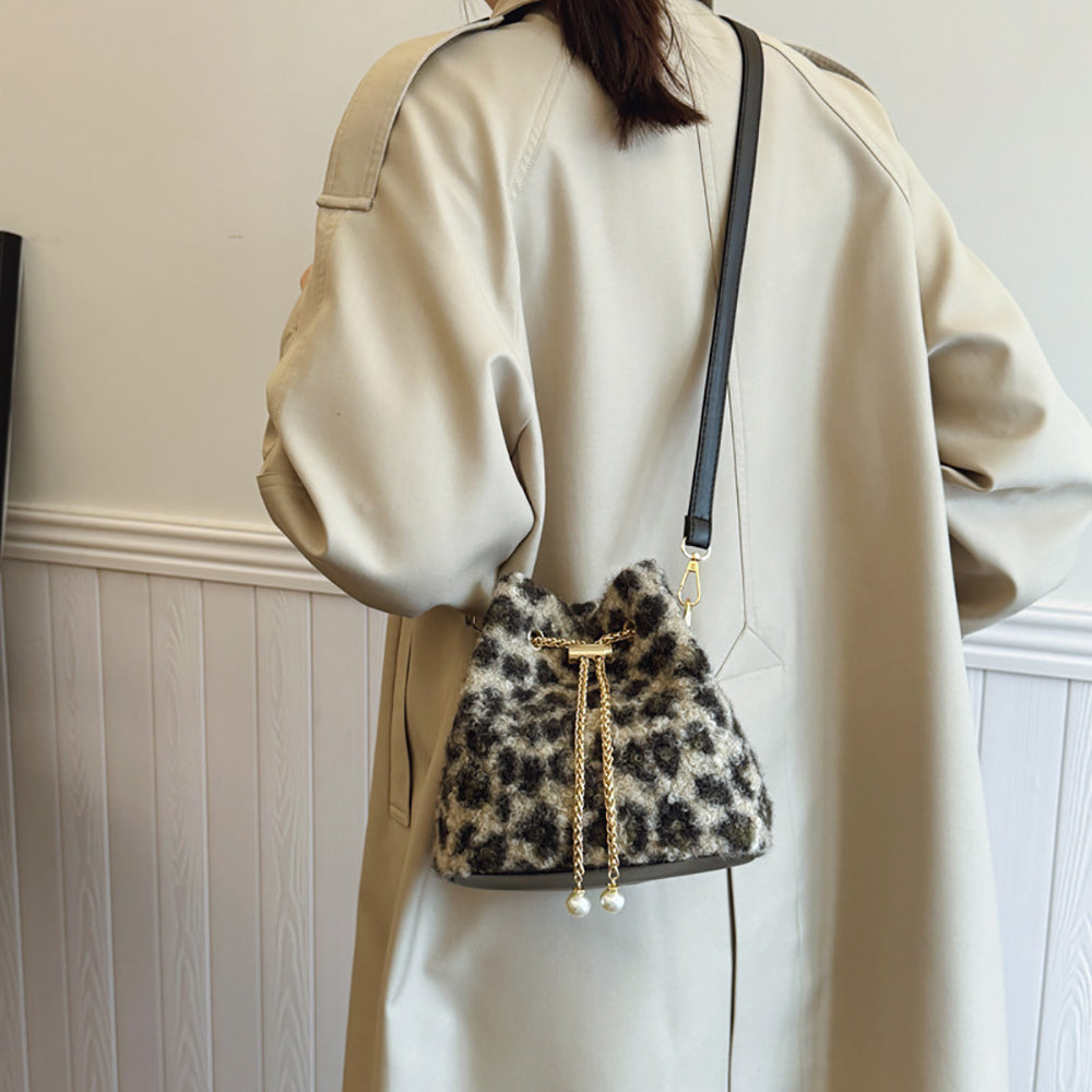 Black Printed Two Handles Shoulder Bag