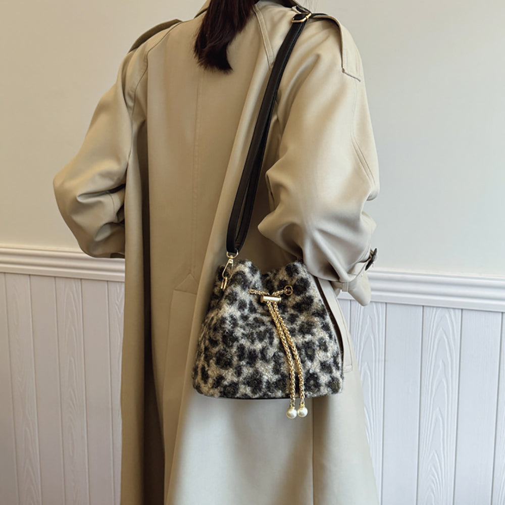 Black Printed Two Handles Shoulder Bag