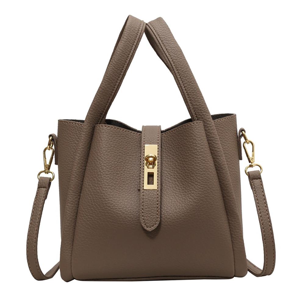 Grey Solid Two Handles Shoulder Bag