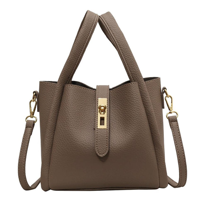 Grey Solid Two Handles Shoulder Bag