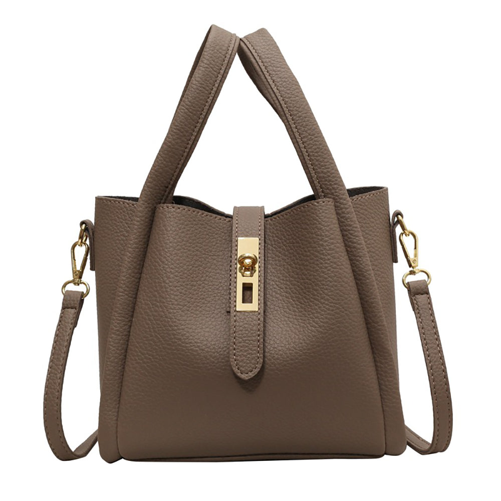 Grey Solid Two Handles Shoulder Bag