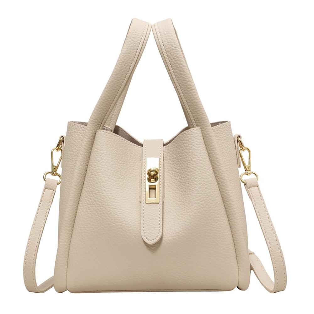 Off White Solid Two Handles Shoulder Bag