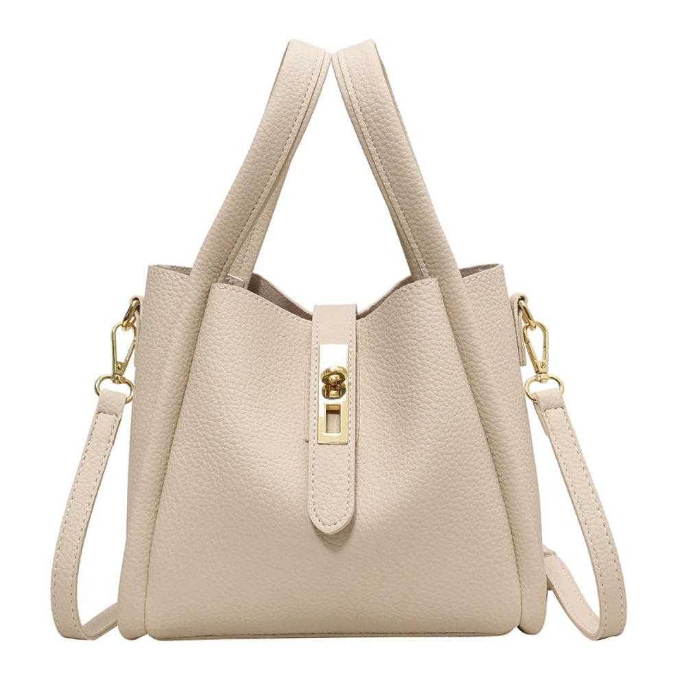 Off White Solid Two Handles Shoulder Bag
