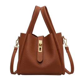 Brown Solid Two Handles Shoulder Bag