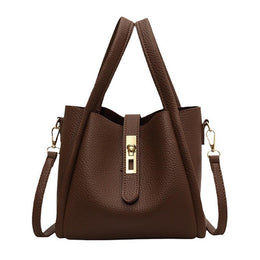 Coffee Solid Two Handles Shoulder Bag