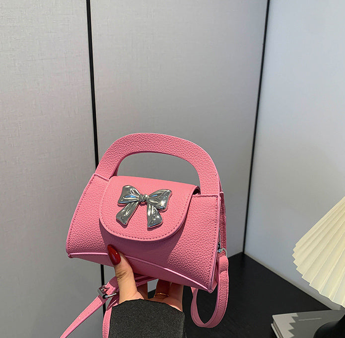 PU Bow Detail Handheld Bag
