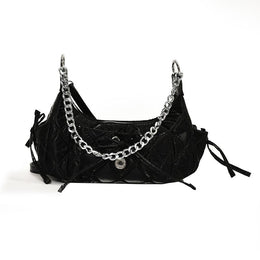 Black Solid One Handle Shoulder Bag