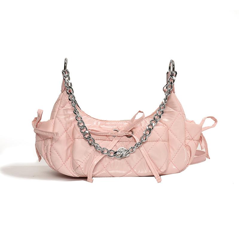 Pink Solid One Handle Shoulder Bag