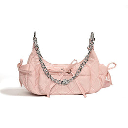 Pink Solid One Handle Shoulder Bag