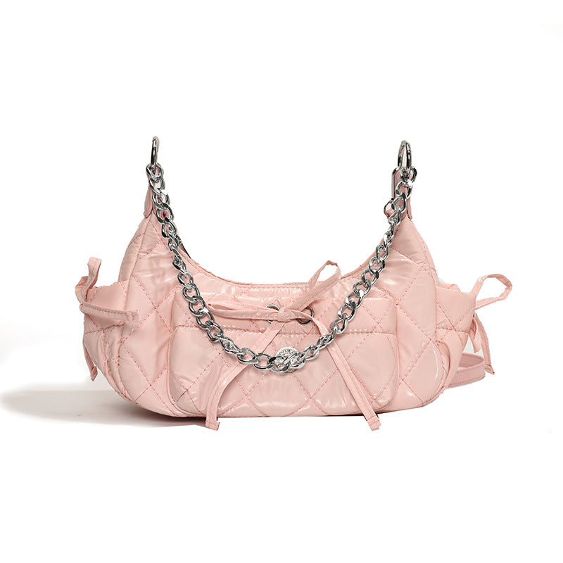 Pink Solid One Handle Shoulder Bag
